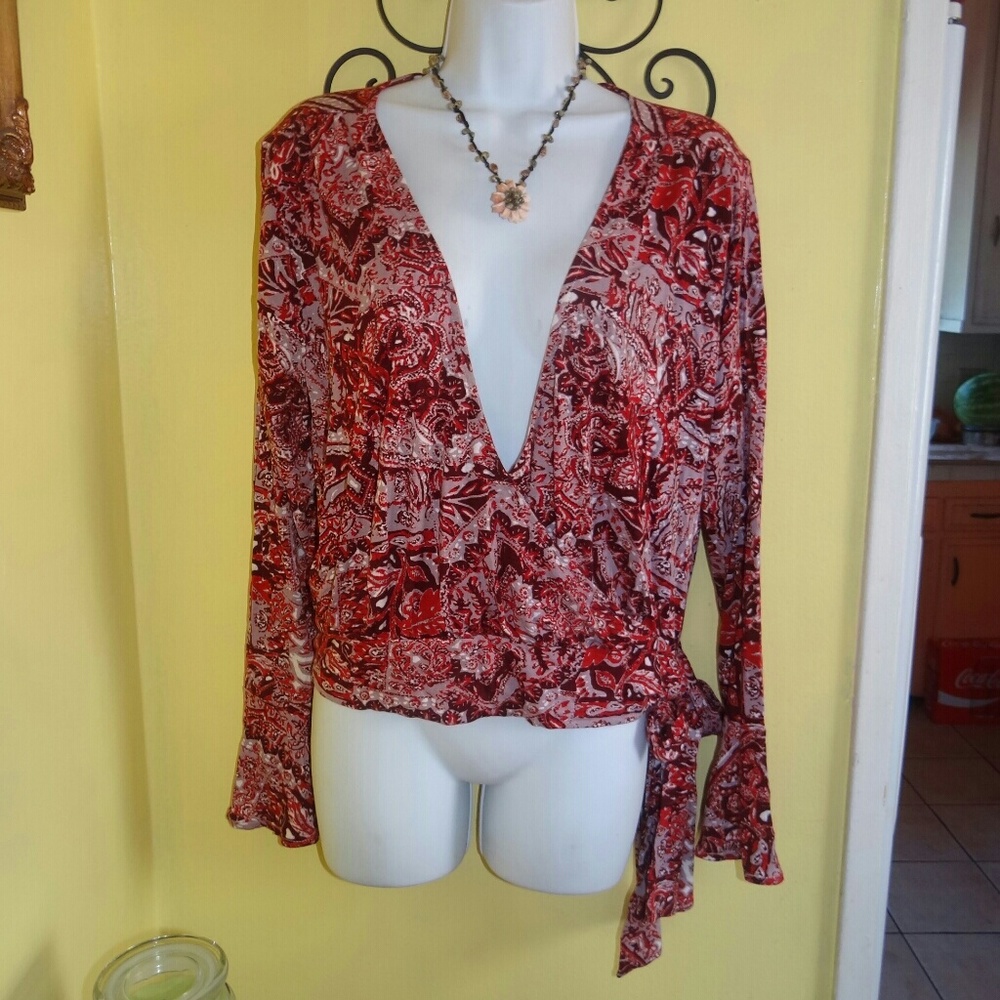 Wild Pearl Paisley Blouse Bell Sleeves